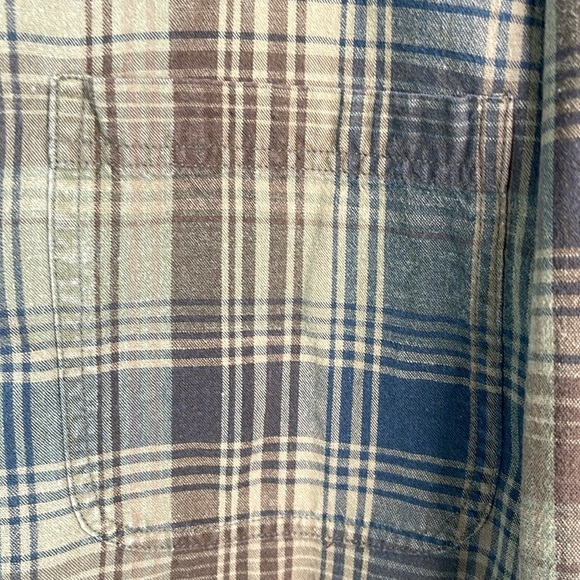 VINTAGE 90s Eldorado Reserve Mens Plaid Button Up Shirt Taupe Blue Cotton XXL - Picture 5 of 12